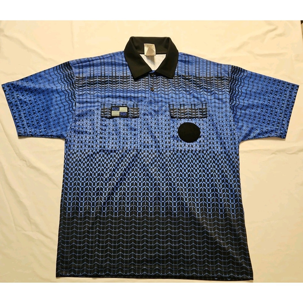 NISOA Referee Coolwick Shortsleeve Blue Grid Shirt‎ Large
